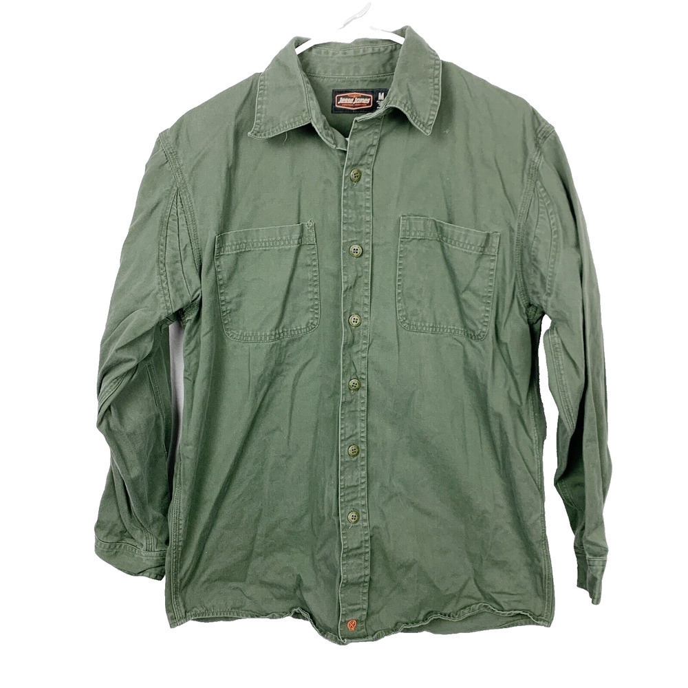 Jesse James Dark Green Button Down Industrial Work Shirt Medium